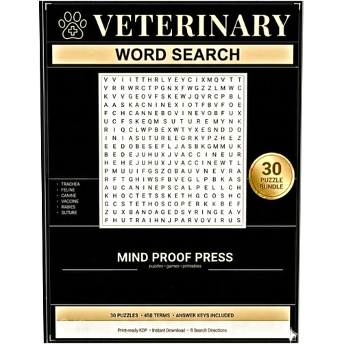 Mind Proof Press Veterinary Word Search: 30-Puzzle Bundle