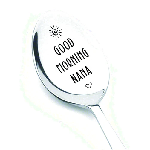 Weefair Gift for Grandma,Good Morning Nana-Engraved Spoon,Christmas/Birthday Gift from Grandson Granddaughter,Coffee Lover Gift,Mothers Day Gift for Grandmother,7 Inch Stainless Steel Spoon Silver