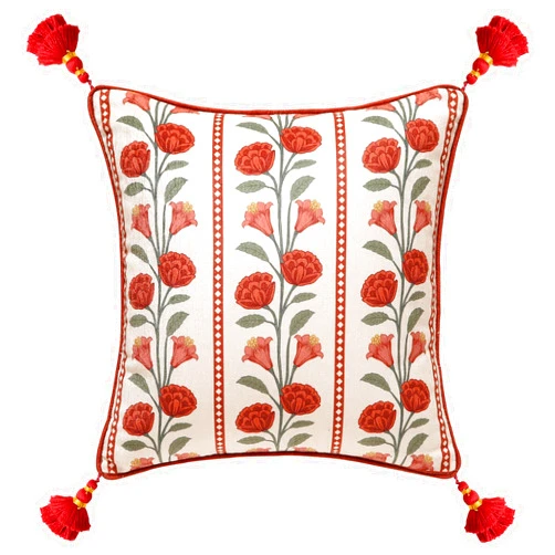 Bilin gaier Vintage Square Throw Pillow Covers,Red Cozy Velvet with Leaves and Floral Pattern Pillowcases,Decoration Pillows Cushion Covers for Living Room Couch Sofa Bed Car Chair,18