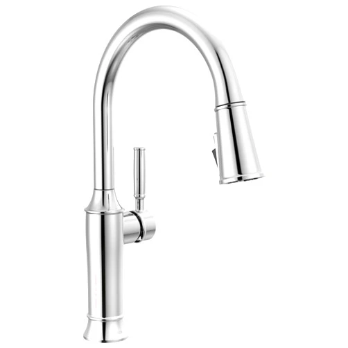 Delta Renaldi Chrome Kitchen Faucet with Pull Down Sprayer, Modern Single Hole Kitchen Sink Faucet, Single Handle, Lumicoat Chrome Nickel 9184-PR-DST