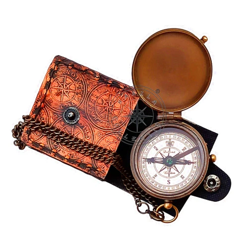Hanzla Collection Not All Those Who Wander are Lost Engravable Compass, Pocket Compass for Hiking, Brass Compass with Leather Carry Case, Pirates Compass, Gift Compass, Camping Compass, Navigational Outdoor Compass