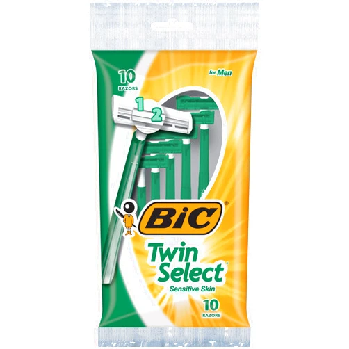 BIC Twin Select, Sensitive Skin, Disposable Shaver for Men, 10-Count