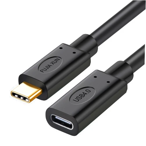 FUJIAXUN 3FT Thunderbolt 4 Extension Cable, USB Type C Flexible TPU Fast Charge Cable 240W, 40Gbps, 8K@60Hz Compatible with Thunderbolt 3, USB 3.1/3.2 (Twisted Pair, BLACK, 3FT)