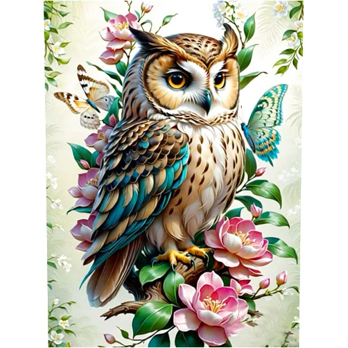 Ekuxom Owl Diamond Art Kits for Adults, 5D Owl Diamond Painting Kits for Adults, Full Drill Diamond Art for Adults Owl Crafts for Home Wall Decor 12x16inch