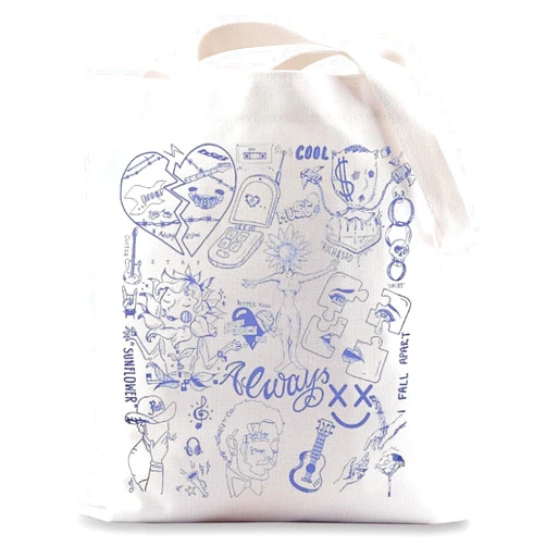 BWWKTOP Singer Malone Canvas Tote Bag Hip Hop Singer Fans Gifts Stay Away Always Tired Shoulder Bag Song Lyrics Merchandise