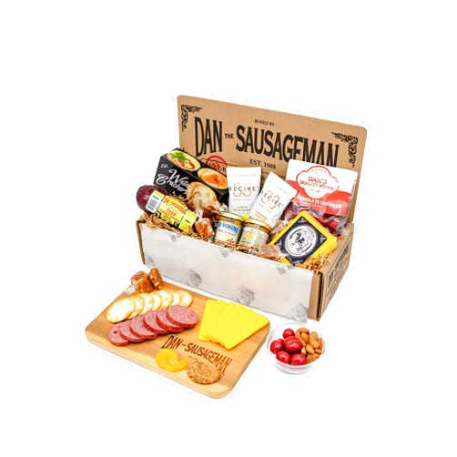 DAN THE SAUSAGEMAN Dan's Gourmet Gift Basket - Savory Sausage, Wisconsin Cheese, Chocolate Cherries