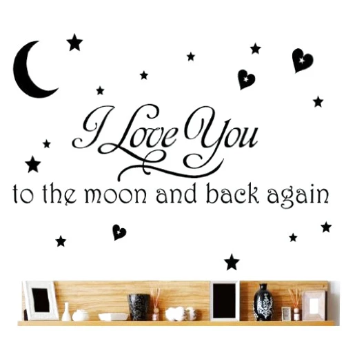 dailinming I Love You to The Moon and Back Again/Wall Quote Decal Removable/Art/Vinyl Sticker Decor/Nursery and Kids Rooms