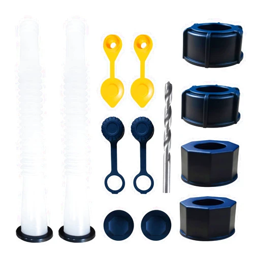 FOANRIY Gas Can Spout Replacement,Gas Can Nozzle,(2 Kit-White) with 4 Screw Collar Caps(2 Coarse Thread &2 Fine Thread-Fits Most of The Cans) with Gas Can Vent Caps, Thick Rubber pad, Spout Cover, Base Caps
