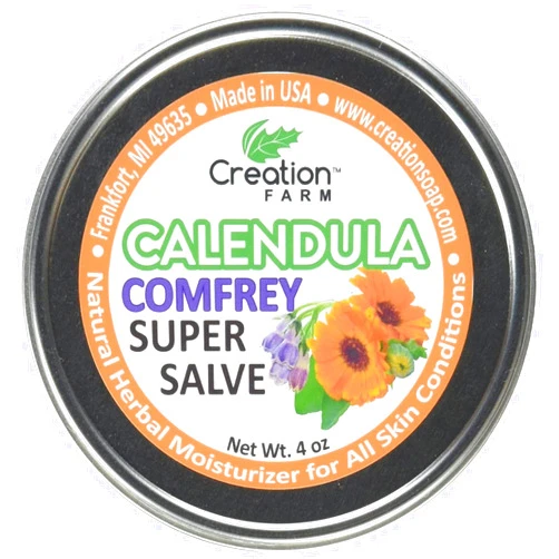 Creation Pharm Creation Farm - Super Salve Calendula Herb Balm - 4 Oz Salve Tin - Consuelda Hierbas - Pomada