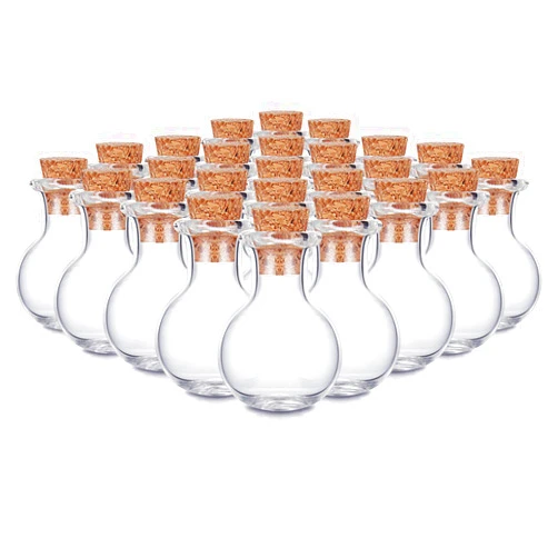 Gejoy 30 Pieces 0.9 x 0.6 Inches Mini Glass Bottles Clear Drifting Small Wishing Bottles with Cork Stoppers for Wedding Birthday Party DIY Crafts Supplies