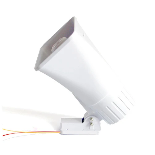 KLLsmDesign 30W Alarm Siren ,Dual Tone Outdoor Self Contained Electric Security Ring Siren with Bracket，6-12V DC 1.1Ah 130db 8 X 5.5 X 9 Inch for Car Home Doorbell Security Protection System,White