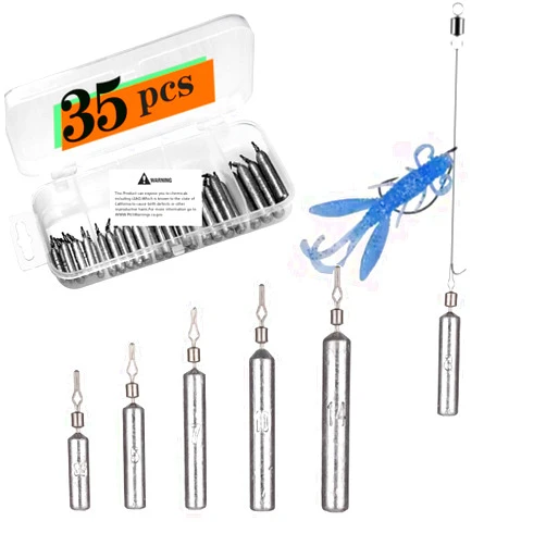 ILure Fishing Drop Shot Weights Rig Kit Sinkers 35pcs Trokar with Lead for Bass Fishing with Tackle Box