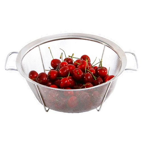 AJIODA Stainless Steel Mesh Colander Strainer Basket, 3 Quart Fine Mesh Net Colander with Heavy Duty Handles & Wide Rim & Resting Feet for Strain, Drain, Rinse, Fry, Steam or Cook Vegetables & Pasta
