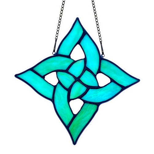 HAOSUM Celtic Trinity Knot Stained Glass Window Hanging Suncatcher Ornament,Irish Decoration Handmade Birthday Gifts for Women Parents Aunt Sister,St Patrick's Day Gifts for Mom Grandma