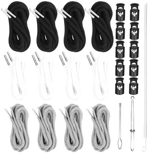 MiniRed 12PCS Drawstring Cord, 57 Inch Drawstring for Sweatpants, Drawstrings Replacement with Easy Threaders and Cord Locks, Draw Strings for Shorts Pants Jackets Coats Hoodies (3Colors)
