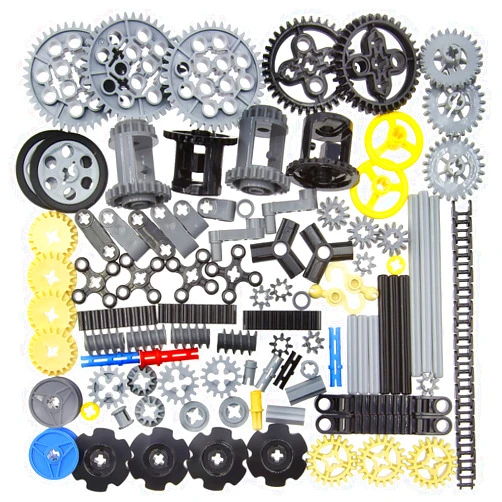 ASTEM 100+PCS Technic Gears and Axles Compatible with Lego Technic-Sets,Gears-Rack (Gears-Pins-Axles Differential New) for Car Building Brick Accessories Pieces Sets (Random Color)