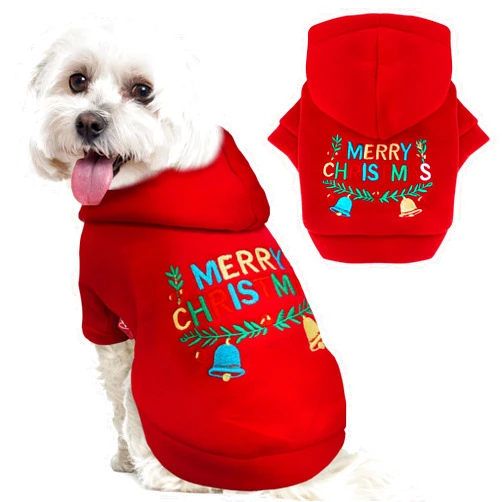 ABRRLO Small Dog Hoodie Clothes Red Christmas Dog Outfit Warm Fleece Dog Sweater for Small Dogs Cats Boy Girl Cute Puppy Sweatshirt with Leash D Ring Xmas Dog Costume Chihuahua Yorkie Shihtzu(Red,XL)