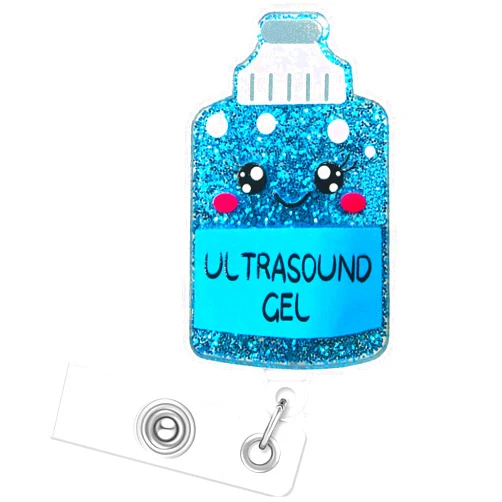 Prunend Cute Ultrasound Badge Reel: Sonography Nurse Badge Reel Holder Retractable with Swivel Alligator Clip Gifts for RDMS Sonographer Ultrasound Tech Awareness Month