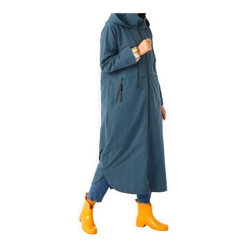 Tinymod Women's Hooded Zipper Front Trench Coat - Chic and Versatile Outerwear for All-Weather Fashion