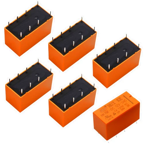 Tnisesm/6pcs Coil DPDT PCB Power Relay DC 12V 8 Pins Mini Power Relay PCB Relay HK19F-8P-12V