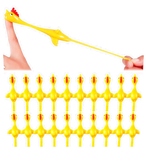 Sumind 30 Pack Easter Day Ornament Slingshot Chicken Flick Chicken Flying Chicken Fingers Stretchy Funny Rubber Chickens Party Activity Christmas for Children (Yellow)
