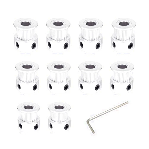 Befenybay 10pcs Silver 2GT Synchronous Wheel 20 Teeth 6.35mm Bore Width 6mm Belt Aluminum Timing Pulley for 3D Printer (20T-6.35B-Silver)
