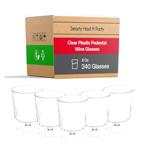 Smarty Had A Party Plastic 240 Party Mini Cups, (Clear, 8 oz) Wine Glasses, Perfect for Outdoor Parties, Weddings, Picnics, Disposable Heavy Duty Wine Glasses