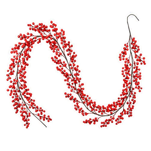 Artiflr 6FT Red Berry Christmas Garland,Artificail Berry Garland Indoor Outdoor Garden Gate Hone Decoration for Winter Holiday New Year Decoration
