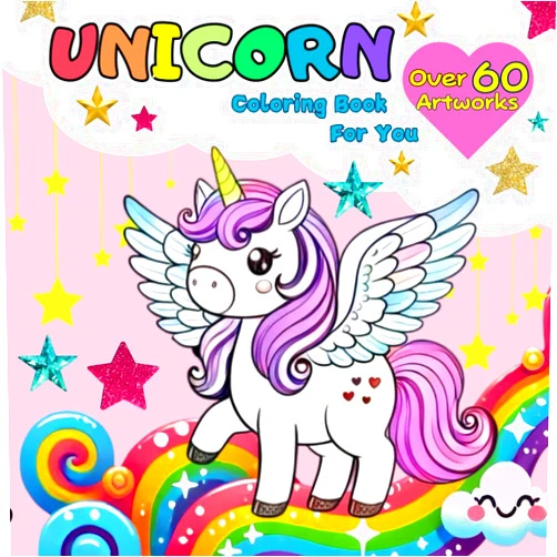 HITSUJI BOOKS Unicorn Coloring Book: Fun and Creative Activities for Kids (Happy Coloring Books)