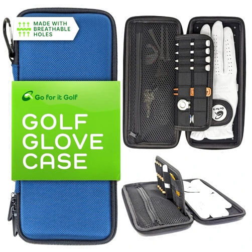 Go For It Golf Glove Case for a Wrinkle Free Glove - Golf Case with Magnetic Glove Holder - Organizer for Golf Divot Tool and Golf Accessories for Men & Women - Key Holder Case