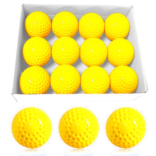 Baisidiwei Baseballs 12 Pack Yellow Dimpled Baseballs, 9-Inch Pitching Machine Baseballs for Hand-Eye Coordination, Hitting and Fielding Practice