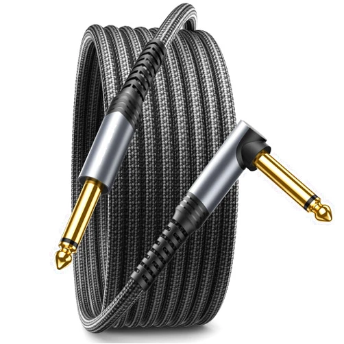 JSAUX 1/4 Inch Guitar Cable 10FT, Guitar Cord Compatible with Electric Guitar, Bass, Drums, Pedals, Amplifiers, Preamps, Mixers, Tuners, Speakers, Acoustic, Right Angle Guitar Cable