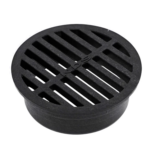 NDS 11, 4 in. Round Grate Cover Connects to 4 Inch Drain Pipes & Fittings, for Small Lawns, Landscaping and Patios, Black Plastic