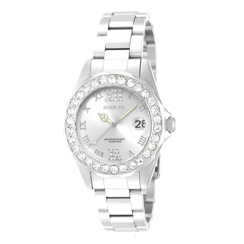 Invicta Women's 15251 Pro Diver Silver Dial Crystal Accented Stainless Steel Watch