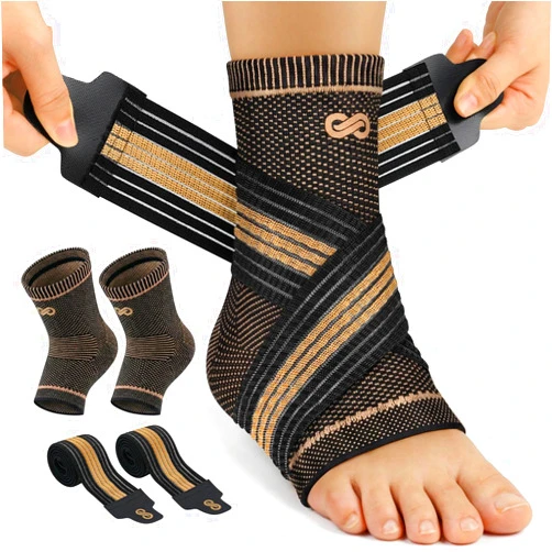 PAPLUS Ankle Brace for Women & Men, Copper Infused Compression Sleeve for Plantar Fasciitis Relief, Achilles Tendonitis Brace with Ankle Support for Sprained, Foot Pain, Sports Recovery