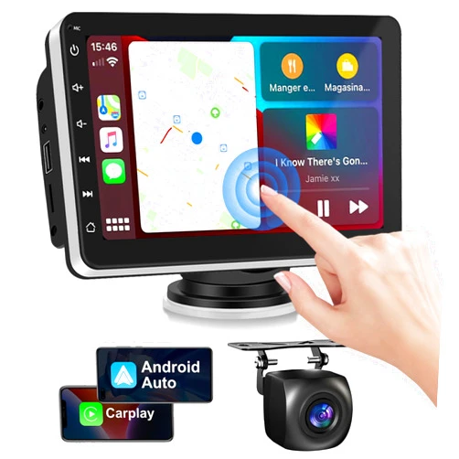 ESLYYDS 2024 Newest Apple Carplay Wireless Portable Car Stereo,7In HD Touchscreen with Android Auto/Mirror Link, Wireless Apple CarPlay Dash Mount, Car Multimedia Player with Backup Camera & Bluetooth, AUT