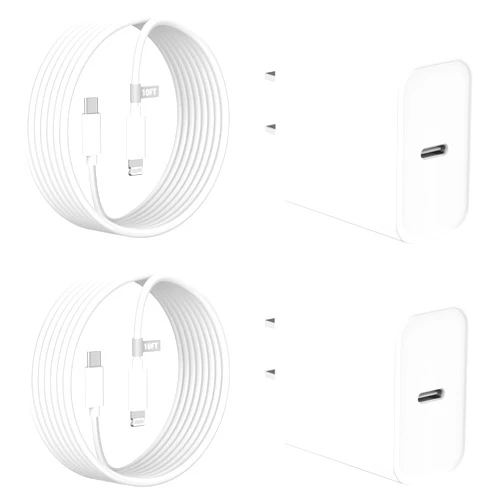 FUHAYA iPhone Charger 10 FT, [MFi Certified] 2 Pack 20W USB-C Charger Fast Charging Block with 10FT Long USB C to Lightning Cable Compatible for iPhone 14/14 Plus/14 Pro/14 Pro Max/13/12/11/XS/XR/X/8, iPad