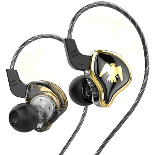 HJX QKZ AK6 ARES HiFi Wired Earbuds with Microphone，IEMs for Gaming Earphones with MIC, in Ear Monitor Headphones,for Singers Musicians (Black)