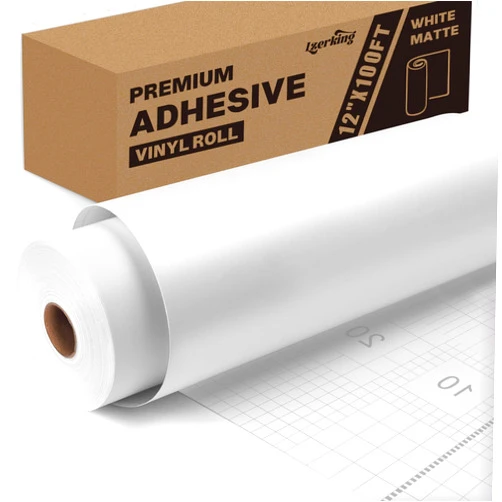 Lzerking Permanent Vinyl - White 12”x100FT Matte Adhesive Vinyl Roll for Cricut, Silhouette, Cameo, Craft Die Cutters, Scrapbooking