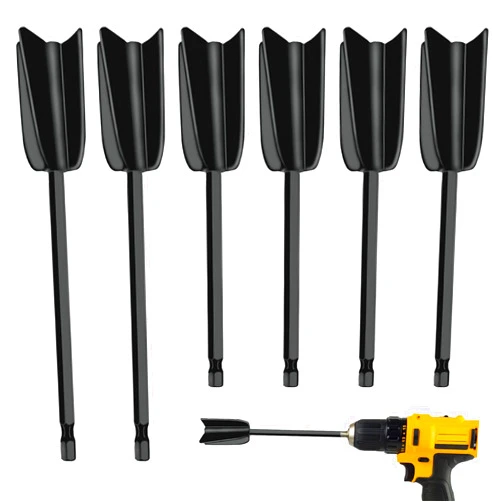 QWLWBU 6Pcs Drill Mixer Attachment,Mixer Drill Attachment Resin Mixer Paddles Epoxy Mixer Attachment for Powerful Mixing Paint Stirrer Drill Attachment for Resin, Silicone Mixing(Black)