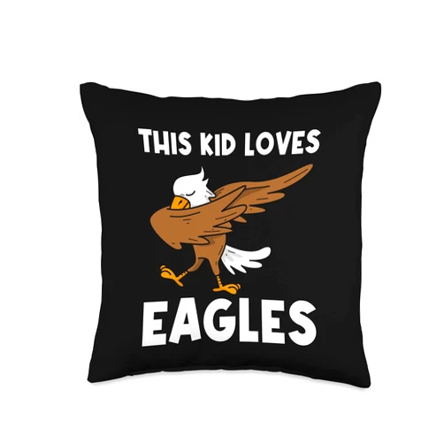 Best Eagle Gifts American Forest Wildlife Bird Co. Cool Eagle Kids Boys Dabbing Bald Flying Animal Throw Pillow, 16x16, Multicolor
