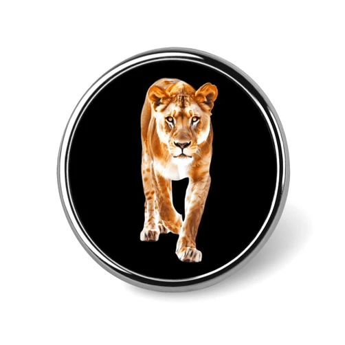 MHXYZHW11757 Lioness Animal Lion Fashion Badge Brooch Pin Round Lapel Tie Pin Decor for Men Women Costume Accessory
