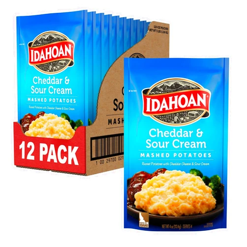 Idahoan Cheddar & Sour Cream Mashed Potatoes, 4 oz (Pack of 12)