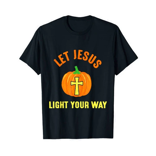Gospel Christian Gift Apparel.USA Let Jesus Light Your Way Pumpkin Thanksgiving Christian T-Shirt