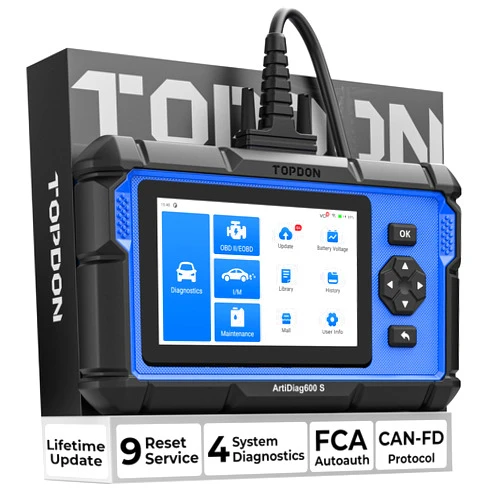 TOPDON OBD2 Scanner TOPDON AD600S Scan Tool, Code Reader, Diagnostics Scanner for ABS/SRS/AT/Engine, 9 Reset Services, Oil/Brake/BMS/SAS/DPF/TPMS/ETS Reset/ABS Bleeding/Injector Coding, Free Lifetime Upgrade