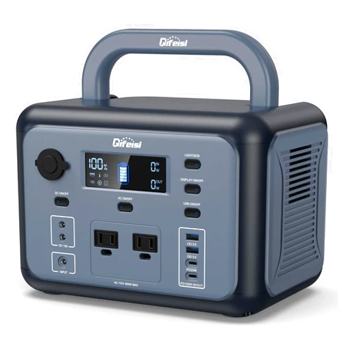 Difeisi P500 Portable Power Station, 518Wh LiFePO4 Battery with 110V/500W Pure Sine Wave AC Outlets, PD 100W Output/Input, Solar Generator for Camping RV CAPA Home Emergency