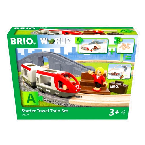 BRIO World – 36079 Starter Travel Train Set | 22-Piece Wooden Toy Train Set for Kids Aged 3 Years Up