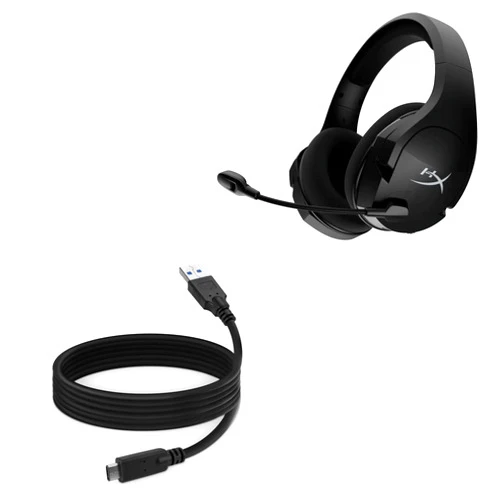 BoxWave Cable Compatible with HyperX Cloud Stinger Core Wireless - DirectSync - USB 3.0 A to USB 3.1 Type C, USB C Charge and Sync Cable - 6ft - Black
