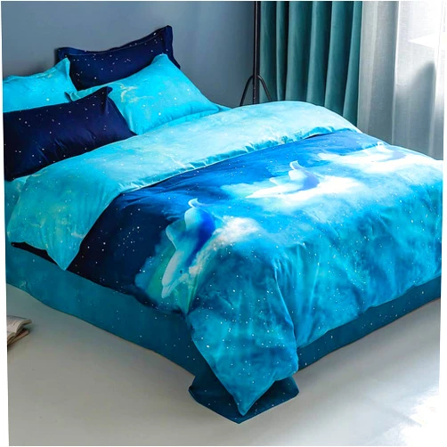 Erosebridal Dolphin Kids Comforter Cover Queen Size for Boys Girls Women Blue Galaxy Starry Sky Series Bedroom Decor Bedding Set Cute Cartoon Sea Animal Printed Ocean Theme Soft Microfiber Reversible Duvet Cover