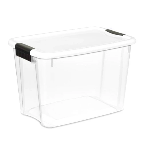 Sterilite 6-Pack Stackable Storage Bin with Lid, Clear Plastic Design, 30 Quart